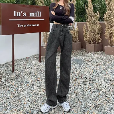 Wide Leg Dad Jeans Women High Waist Loose Slimming