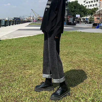 Women Loose Straight Jeans High Waist Slimming Wide Leg Pants 2022