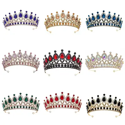 Luxury Blue Crystal Bridal Crown for Women