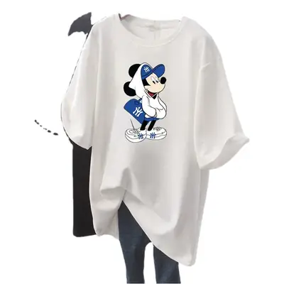 Women Pink T-Shirt with Cute Mouse Print