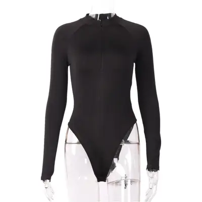 White Long Sleeve Zipper Hottie Slim Fit Jumpsuit