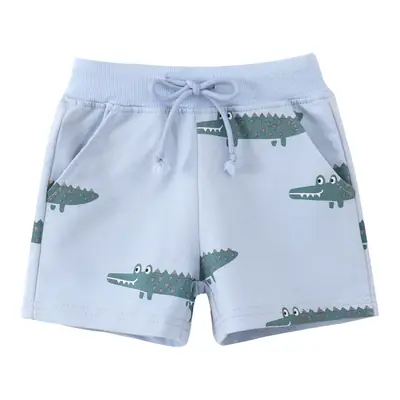 Children's Light Blue Dino Print Drawstring Shorts