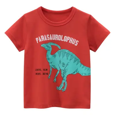 2025 Kids Red Dinosaur T-Shirt Short Sleeve