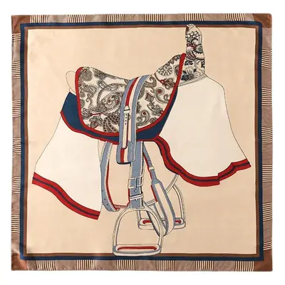 Silk Scarf 2025 Red Blue Plaid Saddle Design