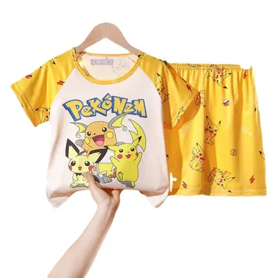 Children's Cartoon Pajamas Summer Boys Purple Short Sleeve