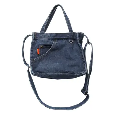 Women Denim Shoulder Bag with Japanese Artistic Design