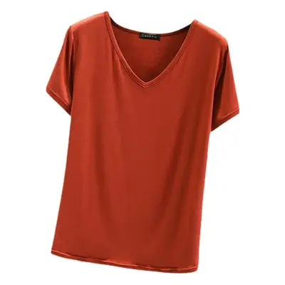 Women V-Neck Modal T-Shirt Slimming Summer Top