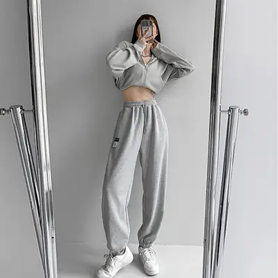 Women's 2024 Summer Sports Pants Grey Loose High Street