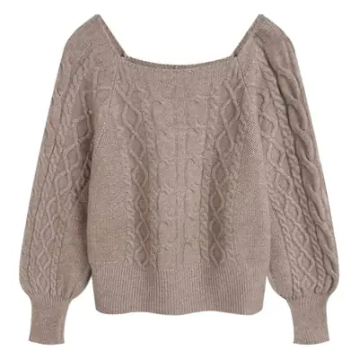Green Knitted Lateral Twist Sweater for Women