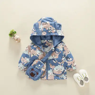 Kids Cartoon Hooded Windbreaker Coat 1-3Yr Boys