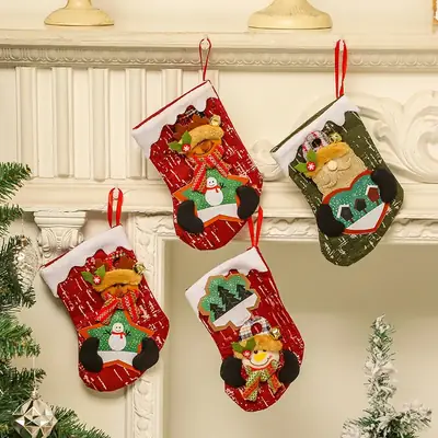 Small Size Christmas Socks Gift Bag Decor