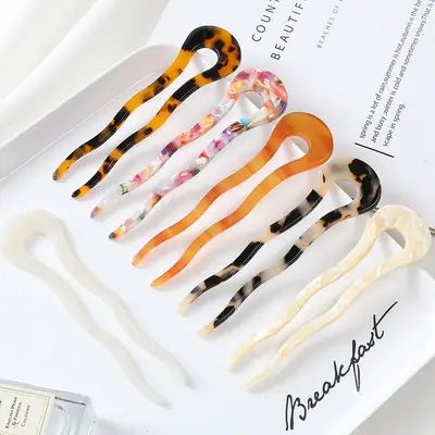 U-Shaped Acrylic Hairpin Ball Head Wave Hairpin