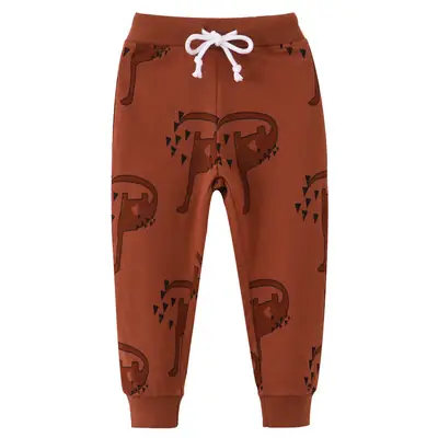 Cotton Printed Pants for Kids Brown Long Set