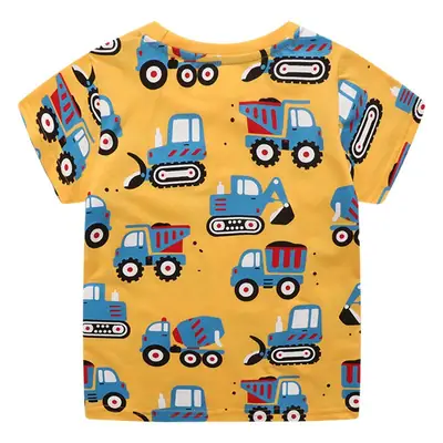 Boys' Cartoon Truck T-Shirt Yellow Medium Size