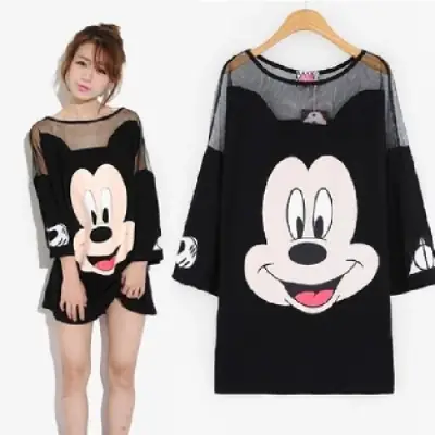 2022 Cartoon Print Plus Size T-Shirt Women Loose Fit