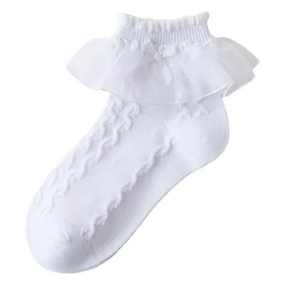 White Bow Lace Baby Socks for Girls Middle Children