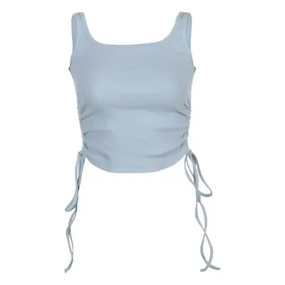 Light Blue Drawstring Chest Top for Women Spring Summer