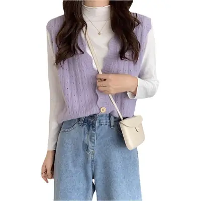 2022 Spring Knitted Hollow Vests Women's Korean Style