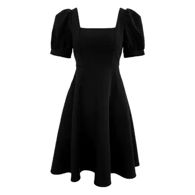 White Waist-Slimming Square Neck Dress for Plus Size Women