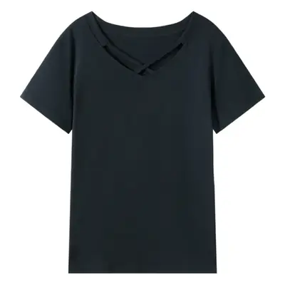 Women Pink V-Neck T-Shirt with Daisy Print