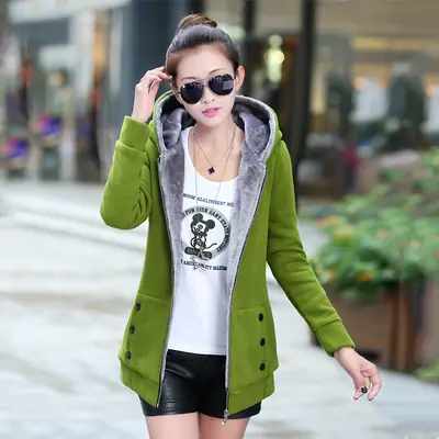 Women Korean Style Hooded Velvet Outfit Black