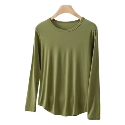 Women Long Sleeve Cotton T-Shirt Pink Plus Size
