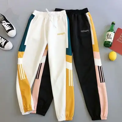 Women Black Hip Hop Leg Harem Pants Slim Fit
