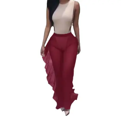 Women's White Mesh Leggings with Ruffles & Mesh Top