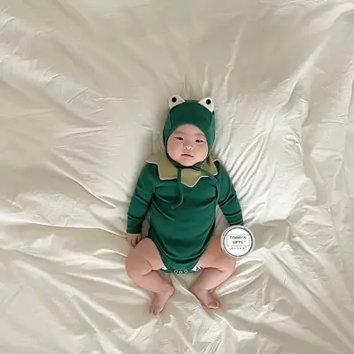 Baby Frog Fleece Suit Two-Piece Set Green