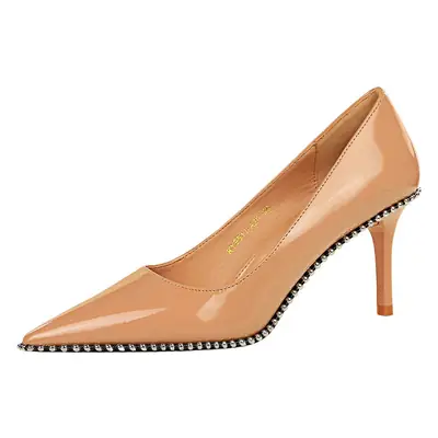 Beige Pointed Heel Women's Sandals