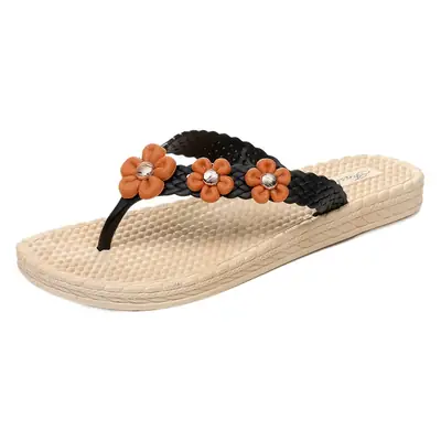 Flip-flops Women's Summer New Outfit Casual Flat Heel Soft Bottom Non-slip Plastic Flip-flops Flower Seaside Beach Slippers