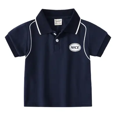 2023 Boys Polo Shirt Navy White Korean Style