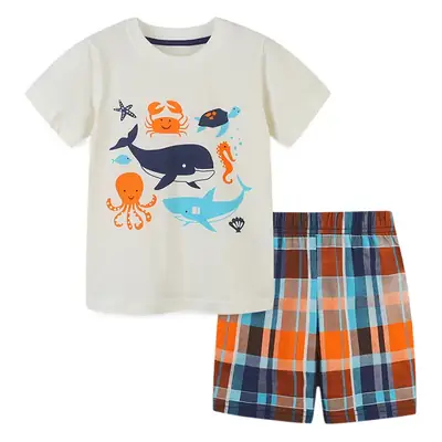 Summer Printed T-shirt Shorts Set for Boys Small Medium