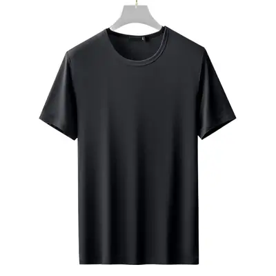 Men 60s Blue V-Neck Cotton T-Shirt Short Sleeve