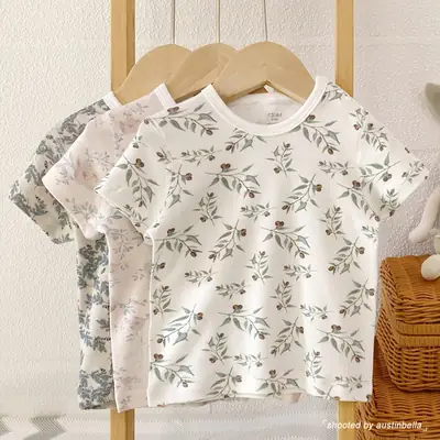 Baby Floral Short Sleeve T-Shirt for Girls Summer Wear