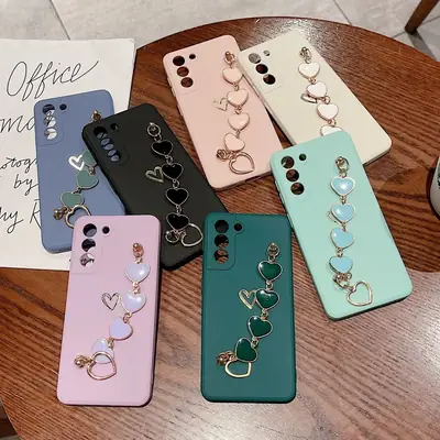 Samsung A56 Heart Chain Phone Case Gold Foil Anti-Drop