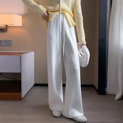 Women Waffled Wide Leg Pants Spring Summer 2022
