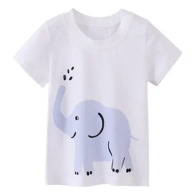 Baby Elephant Printed White T-Shirt for Boys