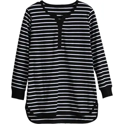 Black Striped Long Sleeve T-Shirt for Women