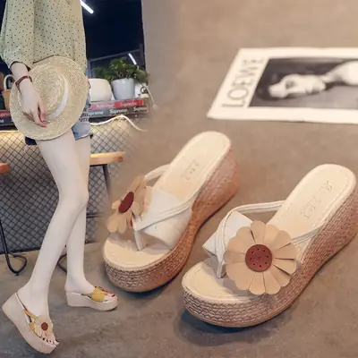 Foreign Trade Cross-border Flip-flops Women's 2023 Korean Style New Summer Thick-soled Sandals for Students Outer Wear Beach Vacation Slippers