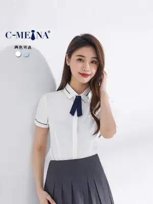 Women's White Slim Fit Blouse Short Sleeve Summer Top