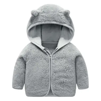 Baby Hooded Fleece Jacket Striped Bear Ear Design