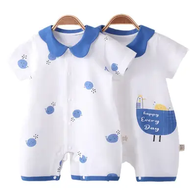 Baby Cotton Jumpsuit Set Pink White Short Sleeve Newborn