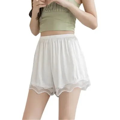 Women's White Lace Shorts Ice Silk Loose Wear