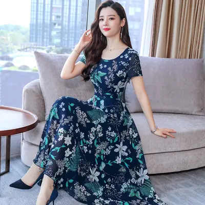 2021 Summer Printed High Waist Dress for Women