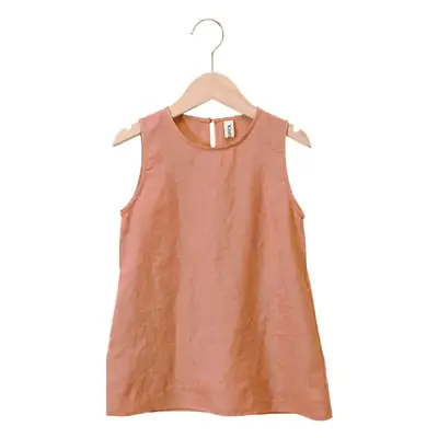 Girls Linen Cotton Vest Dress Spring Summer New Casual Kidsren's Wear Round Neck Sleeveless Pure Color A-Line Skirt
