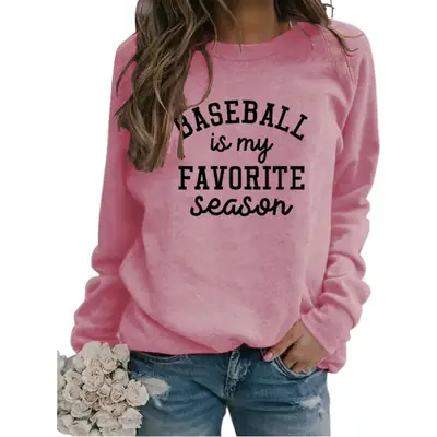 Baseball My Favorite Season Round Neck Long Sleeve Sweater