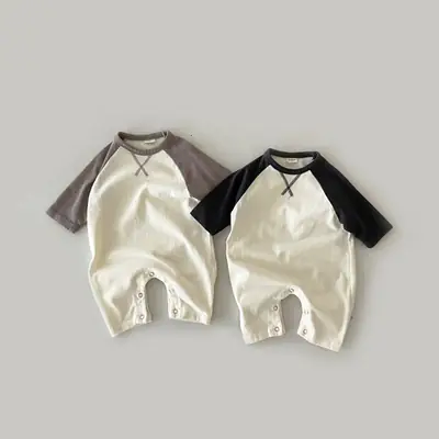 Korean Style Baby Boys Girls Jumpsuit Contrasting Black White