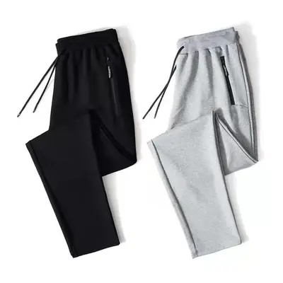 Spring and Autumn pocket zipper long pants men's cotton pants casual sports pants loose plus size stretch construction site work pants