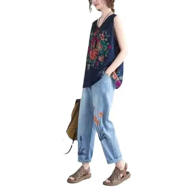 Loose Sleeveless Floral Vest for Women Summer Wear